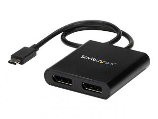 StarTech.com 2-Port Multi Monitor Adapter, USB-C to 2x DisplayPort 1.2 Video Splitter, USB Type-C to DP MST Hub, Dual 4K 30Hz or 1080p 60Hz, Compatible with Thunderbolt 3, Windows Only - Multi Stream Transport (MSTCDP122DP) - DisplayPort adapter - 24 pin