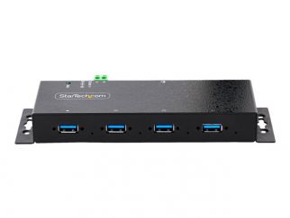 StarTech.com 4-Port Industrial USB 3.0 5Gbps Hub, Rugged USB Hub w/15kV Air/8kV Contact ESD and Surge Protection, DIN/Wall/Desk Mountable USB-A Hub, USB Expansion Hub with Locking Ports - Metal Construction (5G4AINDNP-USB-A-HUB) - Hub - industrial - 4 x U
