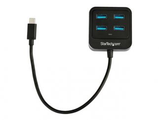 StarTech.com 4-Port USB C Hub, USB-C to 4x USB-A Ports, SuperSpeed 10Gbps USB 3.1/USB 3.2 Gen 2 Type-C Hub, USB Bus Powered, Portable/Compact USB-C to USB Adapter Hub for Laptop, Aluminum - Windows/macOS/Linux (HB31C4AB) - hub - 4 ports