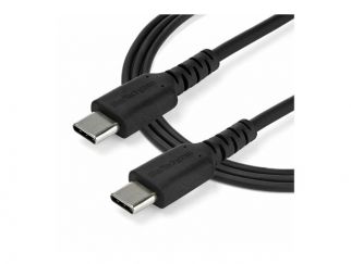 StarTech.com 1m USB C Charging Cable, Durable Fast Charge & Sync USB 2.0 Type C to USB C Laptop Charger Cord, TPE Jacket Aramid Fiber M/M 60W Black, Samsung S10, S20 iPad Pro MS Surface - Heavy Duty and Rugged - USB-C cable - 24 pin USB-C to 24 pin USB-C