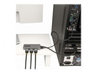 StarTech.com 3-Port MST Hub, DisplayPort to Triple HDMI Monitors, 4K 60Hz, DP 1.4 Multi-Monitor Video Adapter with 1ft (30cm) Built-in Cable, USB Powered, Windows Only - Multi-Stream Transport Hub (MST14DP123HD) - video/audio switch - 3 ports