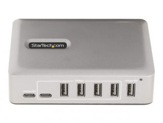 StarTech.com 7-Port USB-C Hub, 5x USB-A + 2x USB-C, Self-Powered w/ 65W Power Supply, USB 3.1 10Gbps Hub w/ BC1.2 Charging, Desktop/Laptop USB Hub with 3ft Locking USB-IF Certified Cable - USB Expansion Hub (10G5A2CS-USB-C-HUB) - Hub - 5 x USB 3.2 Gen 2 +