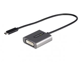 StarTech.com USB C to DVI Adapter, 1920x1200p, USB-C to DVI-D Adapter, USB Type C to DVI Monitor, Video Converter, Thunderbolt 3 Compatible, USB-C to DVI Dongle, 12" Long Attached Cable - USB C Display Adapter (CDP2DVIEC) - Adapter - single link - 24 pin