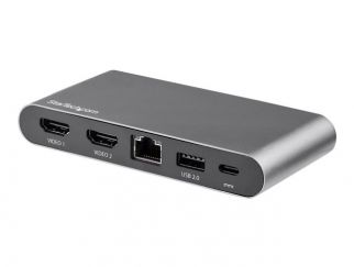 StarTech.com USB C Dock, 4K Dual Monitor HDMI Display, Mini Laptop Docking Station, 100W Power Delivery Passthrough, GbE, 2-Port USB-A Hub, USB Type-C Multiport Adapter,3.3' Cable, Dual 4K - 4K Mini Laptop Dock (DK30C2HAGPD) - Docking station - USB-C - 2