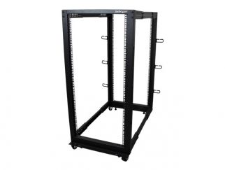StarTech.com 25U 19" Open Frame Server Rack, 4 Post Adjustable Depth 22-40" Mobile, Free Standing Rolling Network/Computer Equipment Data Rack, Dell PowerEdge, HP ProLiant ThinkServer - Adjustable Server Rack (4POSTRACK25U) - Rack open frame - black - 25U