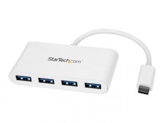 StarTech.com 4 Port USB C Hub with 4x USB-A Ports (USB 3.0 SuperSpeed 5Gbps), USB Bus Powered, Portable/Laptop USB-C to USB-A Adapter Hub, USB 3.1 Gen 1/USB 3.2 Gen 1 Type-C Hub, White - Windows/macOS/Linux (HB30C4ABW) - hub - 4 ports