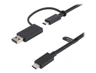 StarTech.com 3ft (1m) USB C Cable w/ USB-A Adapter Dongle, Hybrid 2-in-1 USB C Cable w/ USB-A | USB-C to USB-C (10Gbps/100W PD), USB-A to USB-C (5Gbps), USB-A Host to USB-C DisplayLink Dock - Ideal for Hybrid Dock (USBCCADP) - USB-C cable - 24 pin USB-C t