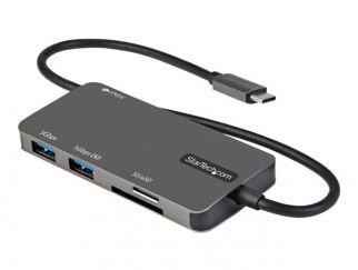 StarTech.com USB C Multiport Adapter, USB-C to 4K 30Hz HDMI, 100W Power Delivery Pass-through, SD/MicroSD Slot, 3-Port USB 3.0 Hub, USB Type-C Mini Dock, 12" (30cm) Long Attached Cable - Thunderbolt 3 Compatible (DKT30CHSDPD) - docking station - USB-C / T
