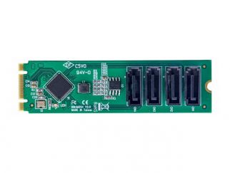 StarTech.com 4-Port M.2 to SATA Adapter Card, M.2 PCIe 3.0 to SATA HDD/SSD Expansion Card, ASM1064 Chipset, M.2 NVMe to 4x HDD/SSD for Windows/macOS/Linux - interface adapter - SATA - M.2 Card