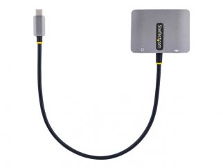 StarTech.com USB C Video Adapter, USB C to HDMI VGA Multiport Adapter w/ 3.5mm Audio Output, 4K 60Hz, HDR, 100W PD 3.0, USB C Monitor Adapter for Laptop, Thunderbolt 3/4 Compatible - USB C Display Travel Adapter (122-USBC-HDMI-4K-VGA) - docking station -