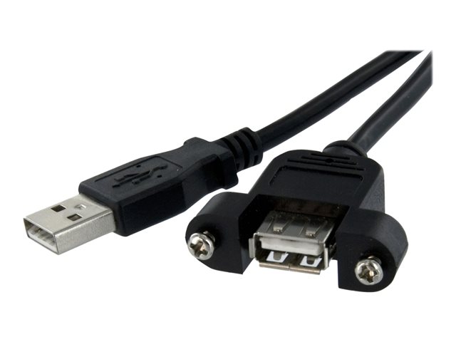 StarTech 3 ft Panel Mount USB Cable A to A F/M - Panel Mount USB Extension USB A-Female to A-Male Adapter Cable 3ft - USB-A (F) Port (USBPNLAFAM3) - USB extension cable - USB (F) to USB (M) - USB 2.0 - 91.4 cm - black - for P/N: UUSBOTG