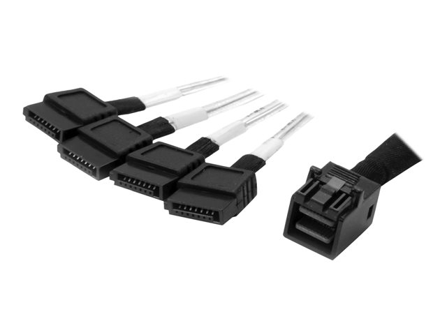 StarTech 1m Internal Mini SAS to SATA Cable - SFF-8643 to 4x SATA (SAS43SAT1M) - SATA / SAS cable - 4 x Mini SAS HD (SFF-8643) (P) to SATA (P) - 1 m - black & silver - for P/N: SFF86448PLT2