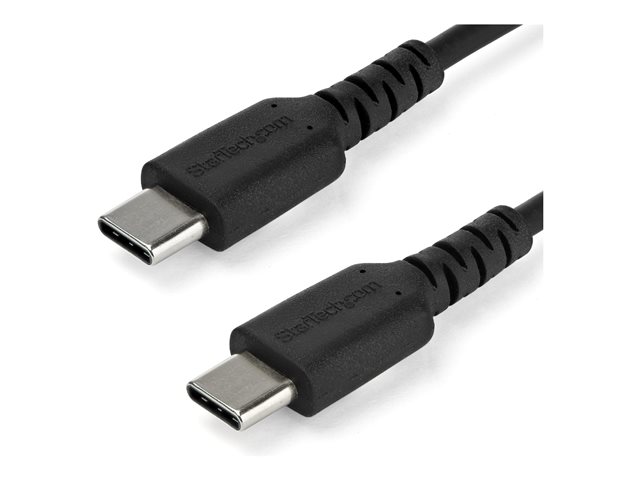 StarTech 2m USB C Charging Cable, Durable Fast Charge & Sync USB 2.0 Type C to USB C Laptop Charger Cord, TPE Jacket Aramid Fiber M/M 60W Black, Samsung S10, S20 iPad Pro MS Surface - Heavy Duty and Rugged - USB cable - USB-C (M) straight to USB-C (M) str