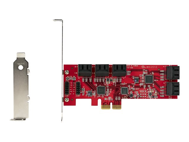Startech SATA PCIe Card, 10 Port PCIe SATA Expansion card, 6Gbps SATA Card, Low/Full Profile, Stacked SATA Connectors, ASM1062 Non-Raid SATA Controller Card / Adapter - PCI Express to SATA Converter - Storage controller - SATA 6Gb/s - low profile - PCIe 2