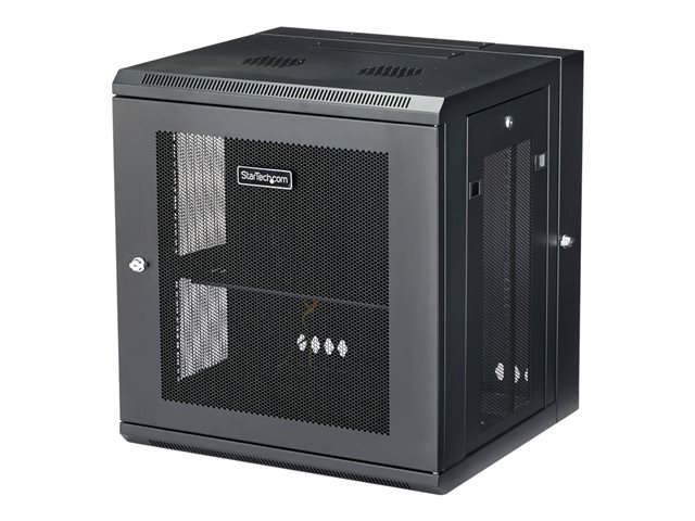 Startech 12U 19" Wall Mount Network Cabinet, 16" Deep Hinged Locking IT Network Switch Depth Enclosure, Vented Computer Equipment Data Rack with Shelf & Flexible Side Panels, Assembled - 12U Vented Cabinet (RK12WALHM) - Rack enclosure cabinet - wall mount
