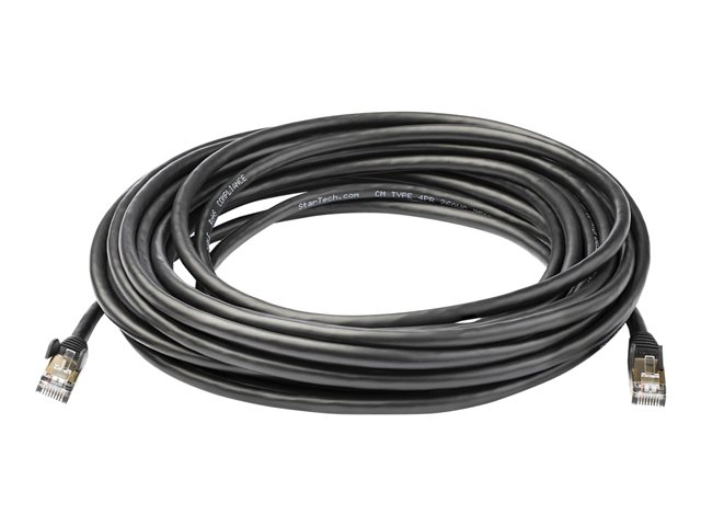 StarTech.com 10m CAT6A Ethernet Cable, 10 Gigabit Shielded Snagless RJ45 100W PoE Patch Cord, CAT 6A 10GbE STP Network Cable w/Strain Relief, Black, UL Certified Wiring/TIA - Category 6A - 26AWG (6ASPAT10MBK) - patch cable - 10 m - black