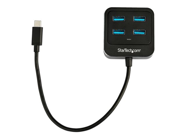 Startech 4-Port USB C Hub, USB-C to 4x USB-A Ports, SuperSpeed 10Gbps USB 3.1/USB 3.2 Gen 2 Type-C Hub, USB Bus Powered, Portable/Compact USB-C to USB Adapter Hub for Laptop, Aluminum - Windows/macOS/Linux (HB31C4AB) - Hub - 4 x SuperSpeed USB 3.0 - deskt