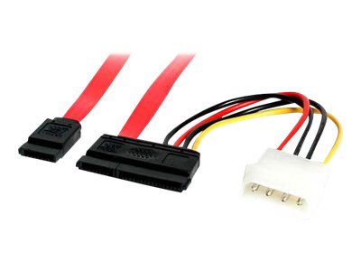 StarTech 18in SATA Serial ATA Data and Power Combo Cable - SATA cable - Serial ATA 150/300/600 - SATA combo (R) to 4 PIN internal power, SATA - 45.7 cm - red - for P/N: 25S22M2NGFFR, 25SAT22MSAT, S322M225R, SAT2M2NGFF25, SAT32M225, SAT32MSAT257