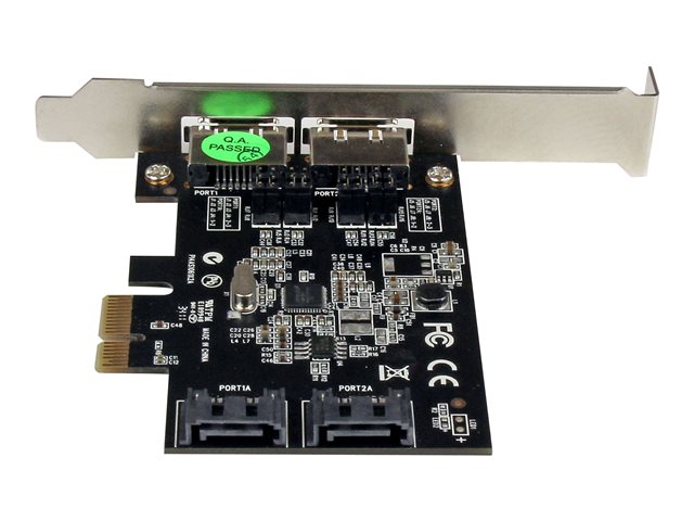 Startech 2 Port PCI Express SATA 6 Gbps eSATA Controller Card - Dual Port PCIe SATA III Card - 2 Int/2 Ext - SATA III 6Gbps (PEXESAT322I) - Storage controller - 2 Channel - SATA 6Gb/s / eSATA 6Gb/s - low profile - PCIe x1 - for P/N: S251SMU33EP, S3520BU33