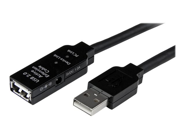 StarTech 15m USB 2.0 Active Extension Cable - M/F - 15 meter USB 2.0 Repeater Cable Cord - USB A Male to USB A Female - 15 m, Black (USB2AAEXT15M) - USB extension cable - USB (F) to USB (M) - USB 2.0 - 15 m - active - black - for P/N: SVA5H2NEUA, UUSBOTG