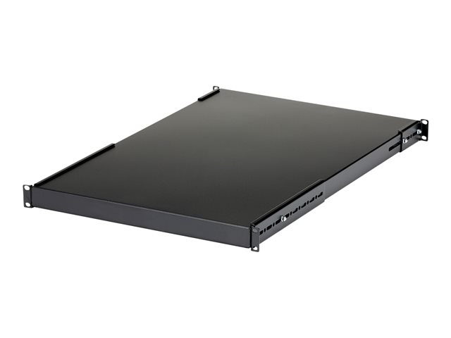 StarTech.com 1U Adjustable Server Rack Mount Shelf - 175lbs - 19.5 to 38in Deep Universal Tray for 19" AV, Data & Network Equipment Rack (ADJSHELFHD) - Rack shelf - black - 1U - 19" - for P/N: RK1233BKM, RK2433BKM, RK2537BKM, RK3236BKF, RK4236BKB, RK4242B