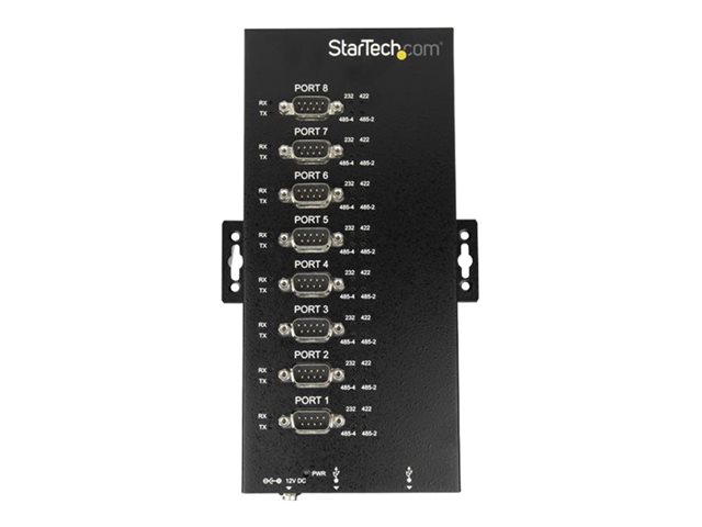 StarTech.com 8 Port Serial Hub USB to RS232/RS485/RS422 Adapter, Industrial USB 2.0 to DB9 Serial Converter Hub, IP30 Rated, Din Rail Mountable Metal Serial Hub, 15kV ESD Protection - 6ft Locking Cable Incl - serial adapter - USB 2.0 - RS-232/422/485 x 8