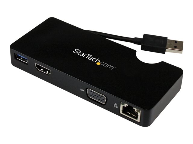 Startech USB 3.0 to HDMI or VGA Adapter Dock - USB 3.0 Mini Docking Station w/ USB, GbE Ports - Portable Universal Laptop Travel Hub (USB3SMDOCKHV) - Docking station - USB - HDMI - 1GbE - for P/N: ARMPIVOT, ARMPIVOTE, ARMPIVSTND, ARMSLIM, ARMUNONB