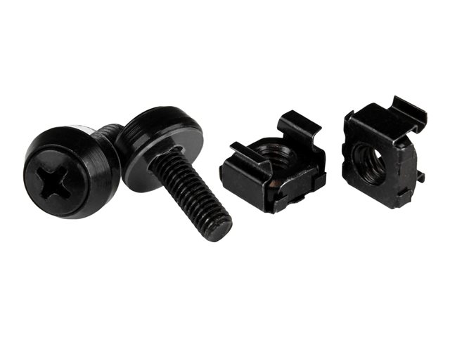 StarTech.com M5 x 12mm Screws and Cage Nuts - 100 Pack - M5 Mounting Screws and Cage Nuts for Server Rack and Cabinet - Black (CABSCREWM52B) - Rack screws and nuts - black - for P/N: RACK-18U-20-WALL-OA, RACK-21U-20-WALL-OA, RACK-24U-20-WALL-OA, RK12OD2,