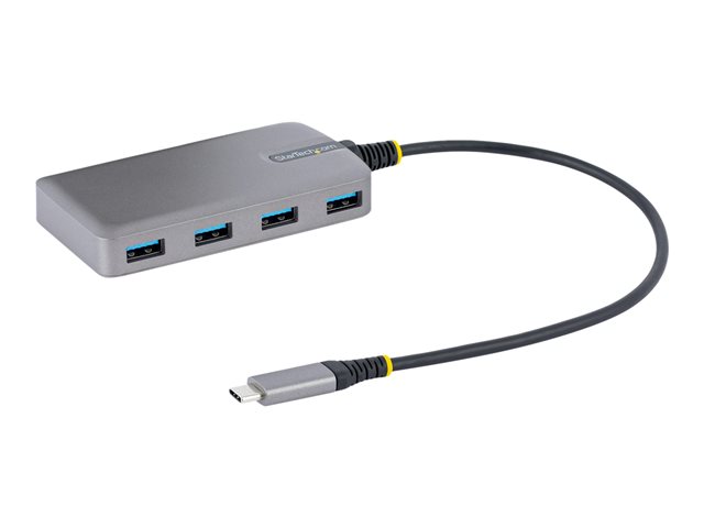 Startech 4-Port USB-C Hub, USB 3.0 5Gbps, Bus Powered, USB Type-C to 4x USB-A Hub with Optional Auxiliary Power Input, Portable Desktop/Laptop USB Hub with 1ft (30cm) Attached Cable - USB Expansion Hub (5G4AB-USB-C-HUB) - Hub - 4 x USB 3.2 Gen 1 + 1 x mic