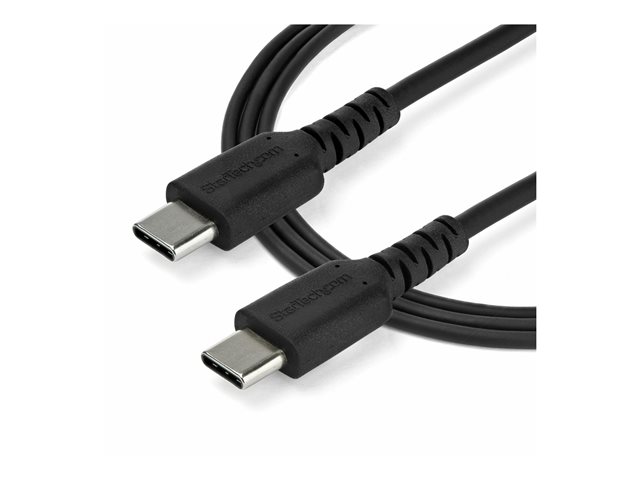StarTech.com 1m USB C Charging Cable, Durable Fast Charge & Sync USB 2.0 Type C to USB C Laptop Charger Cord, TPE Jacket Aramid Fiber M/M 60W Black, Samsung S10, S20 iPad Pro MS Surface - Heavy Duty and Rugged - USB cable - USB-C (M) straight to USB-C (M)