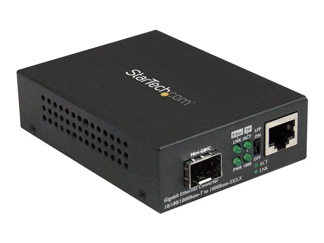 Startech Multimode / Single Mode Fiber Media Converter - Open SFP Slot - 10/100/1000Mbps RJ45 Port - LFP Supported - IEEE 802.1q Tag VLAN - (MCM1110SFP) - Fibre media converter - 1GbE - 10Base-T, 1000Base-LX, 1000Base-SX, 100Base-TX, 1000Base-T - RJ-45 / 