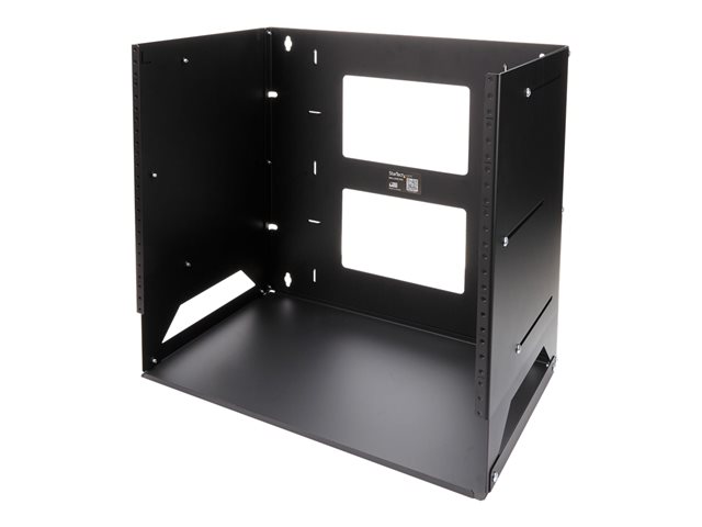Startech 8U Open Frame Wall Mount Network Rack w/ Built in Shelf - 2-Post Adjustable Depth (12" to 18") Equipment Rack - 75.2lbs (WALLSHELF8U) - Rack (wall mount) - black - 8U - 19" - for P/N: CABSCRWS1032