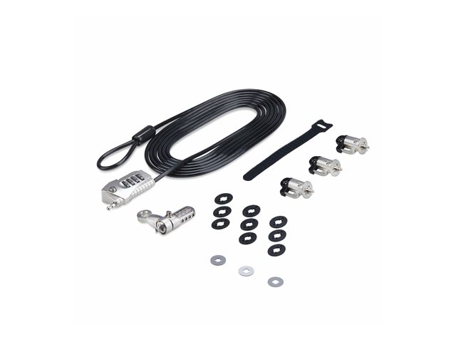 Startech Laptop/Desktop & Peripheral Lock Kit, 9.8ft (3m) Cable - Workstation locking kit - theft-deterring - black & silver - 3 m - TAA Compliant
