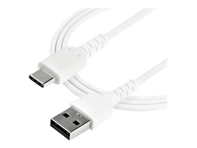 StarTech 1m USB A to USB C Charging Cable, Durable Fast Charge & Sync USB 2.0 to USB Type C Data Cord, Rugged TPE Jacket Aramid Fiber M/M 3A White, Samsung S10, S20, iPad Pro, Pixel - Heavy Duty and Rugged - USB cable - USB (M) straight to USB-C (M) strai