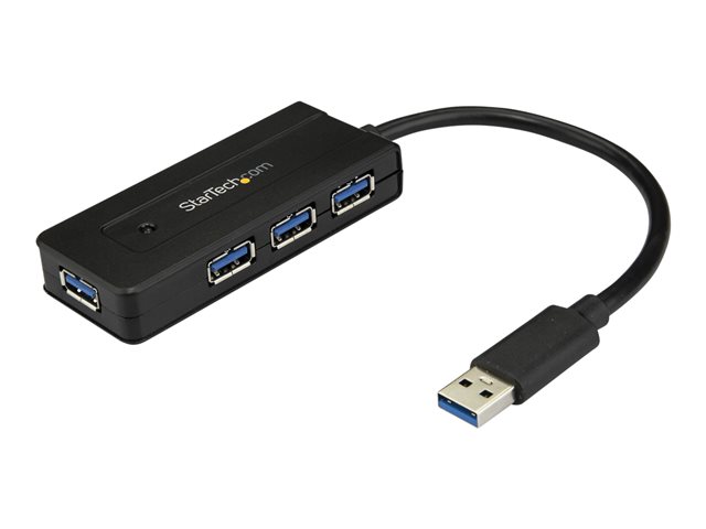 Startech 4 Port USB 3.0 Hub SuperSpeed 5Gbps with Fast Charge Portable USB 3.1/USB 3.2 Gen 1 Type-A Laptop/Desktop Hub, USB Bus Power or Self Powered for High Performance, Mini/Compact - 15W of Shared Power (ST4300MINI) - Hub - 4 x SuperSpeed USB 3.0 - de