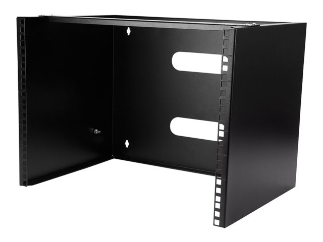 Startech Wall Mount Patch Panel Rack - 4U Wall Mount Rack Shelf with Built in Shelf - 2 Post Open Frame Rack - Rack Shelf (WALLMOUNT8) - Cabinet - wall mountable - black - 8U - 12"