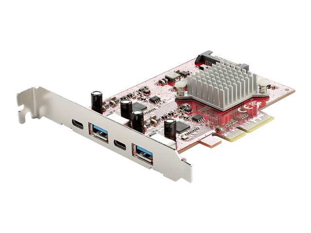 Startech 4-Port USB PCIe Card, 10Gbps USB PCI Express Expansion Card w/ 2 Controllers, 2x USB-C & 2x USB-A ports (USB 3.2/3.1 Gen 2), USB/USB-C PCI-e Card, Full Profile Brackets - USB PCIe Add-On Card (PEXUSB312A2C2V) - USB adapter - PCIe 3.0 x4 - USB-C 3