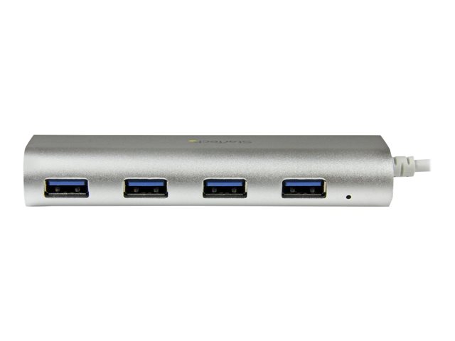 Startech 4 Port Portable USB 3.0 Hub with Built-in Cable - Aluminum and Compact USB Hub (ST43004UA) - Hub - 4 x SuperSpeed USB 3.0