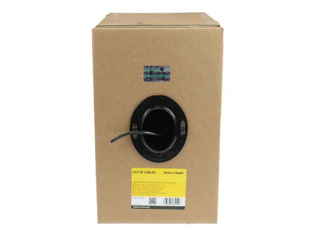 Startech 1000 ft Bulk Roll of Black CMR Cat5e Solid UTP Riser Cable - Cat 5e Riser Cable - Cat.5e CMR Ethernet Cable - 24 AWG - Black (WIR5ECMRBK) - Bulk cable - 304.9 m - UTP - CAT 5e - riser, solid - black