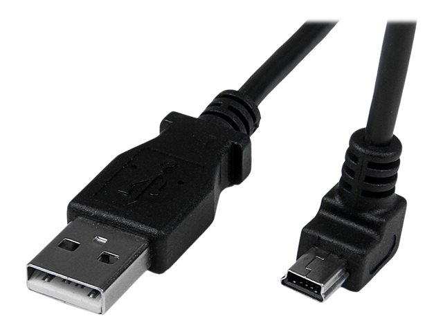 StarTech Down Angle Mini USB Cable - 2m - Black - USB A to Mini USB B - USB to Mini USB Cable - Mini USB Charger - USB A to Mini B (USBAMB2MD) - USB cable - USB (M) to mini-USB Type B (M) - USB 2.0 - 2 m - molded, 90° connector - black