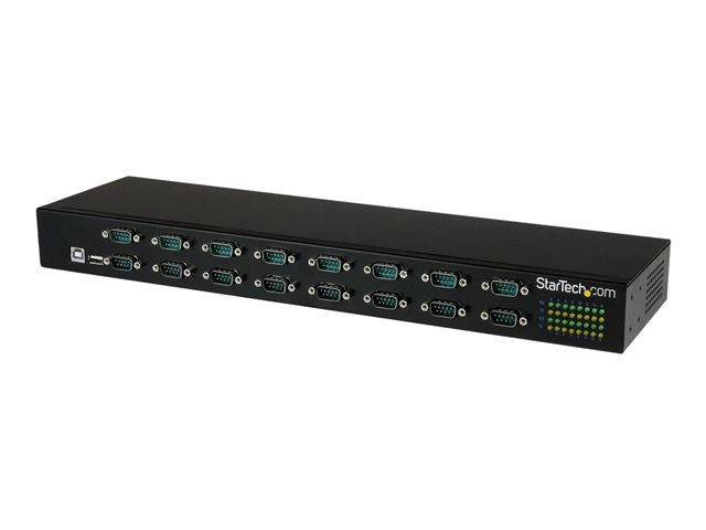 Startech USB to Serial Hub - 16 Port - COM Port Retention - Rack Mount and Daisy Chainable - FTDI USB to RS232 Hub (ICUSB23216FD) - Serial adapter - USB 2.0 - RS-232 x 16 - black