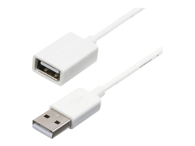 StarTech 3m White USB 2.0 Extension Cable Cord - A to A - USB Male to Female Cable - 1x USB A (M), 1x USB A (F) - White, 3 meter (USBEXTPAA3MW) - USB extension cable - USB (F) to USB (M) - USB 2.0 - 3 m - molded - white - for P/N: MSDREADU2OTG, USBEXTPAA1