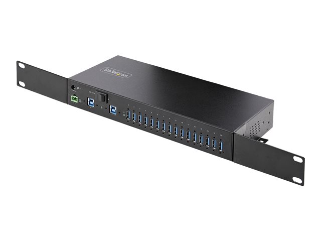 StarTech.com 16-Port Industrial USB 3.0 Hub 5Gbps, Metal, DIN/Surface/Rack Mountable, ESD Protection, Terminal Block Power, up to 120W Shared USB Charging, Dual-Host Hub/Switch (5G16AINDS-USB-A-HUB) - hub - industrial - 16 ports - rack-mountable