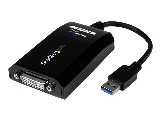StarTech USB 3.0 to DVI / VGA Adapter - 2048x1152 - External Video & Graphics Card - Dual Monitor Display Adapter Cable - Supports Mac & Windows (USB32DVIPRO) - USB / DVI adapter - USB Type A (M) to DVI-I (F) - USB 3.0 - 15.2 cm - 2048 x 1152 support - bl