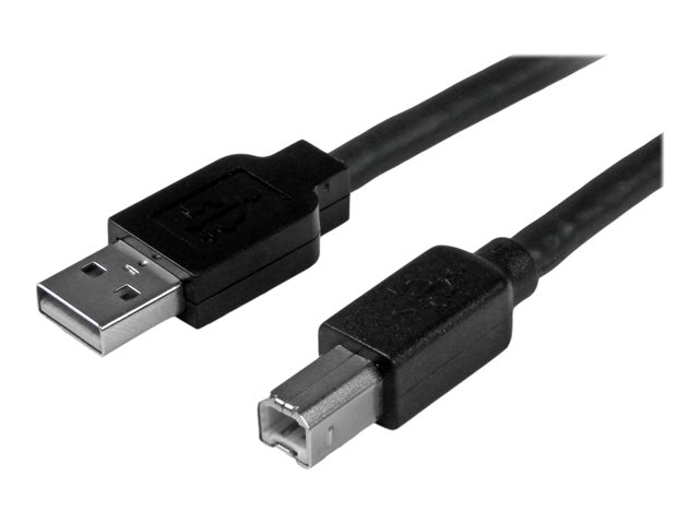 StarTech 15m / 50 ft Active USB 2.0 A to B Cable - Long 15 m USB Cable - 50 ft USB Printer Cable - 1x USB A (M), 1x USB B (M) - Black (USB2HAB50AC) - USB cable - USB Type B (M) to USB (M) - USB 2.0 - 15 m - active - black - for P/N: ICUSB232D
