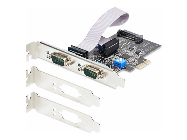 Startech 2-Port Serial PCIe Card, Dual-Port PCI Express to RS232/RS422/RS485 (DB9) Serial Card, Low-Profile Brackets Incl., 16C1050 UART, TAA-Compliant, Windows/Linux, TAA Compliant - Level-4 ESD Protection (2S232422485-PC-CARD) - Serial adapter - PCI Exp