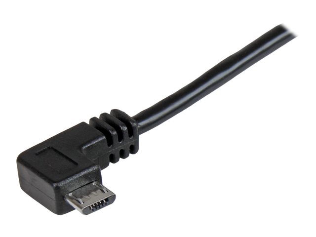 StarTech 2m 6 ft Micro-USB Charge-and-Sync Cable - Right-Angle Micro-USB - M/M - USB to Micro USB Charging Cable - 24 AWG (USBAUB2MRA) - USB cable - Micro-USB Type B (M) to USB (M) - USB 2.0 - 2 m - molded, right-angled connector - black - for P/N: USB2PC