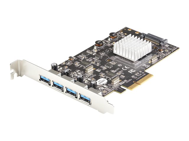 Startech 4-Port USB PCIe Card - 10Gbps USB 3.1/3.2 Gen 2 Type-A PCI Express Expansion Card - 2 Controllers - 4xUSB - Windows/Mac/Linux - USB adapter - PCIe 3.0 x4 - USB 3.1 Gen 2 x 4