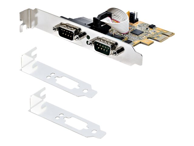 StarTech.com 2-Port PCI Express Serial Card, Dual Port PCIe to RS232 (DB9) Serial Interface Card, 16C1050 UART, Standard or Low Profile Brackets, COM Retention, For Windows & Linux - PCIe to Dual DB9 Card (21050-PC-SERIAL-LP) - serial adapter - PCIe 2.0 -