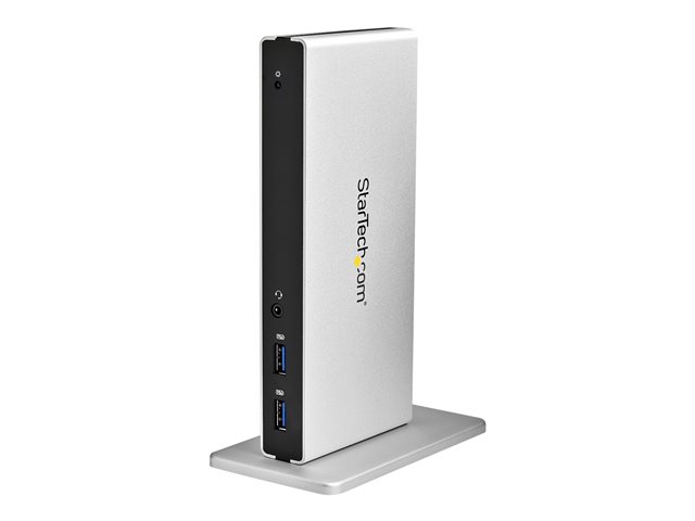 Startech Dual Monitor USB 3.0 Docking Station w/ DVI to VGA & HDMI Adapters, 5x USB 3.0 & Audio - Vertical DVI Dock for Mac & Windows (USB3SDOCKDD) - Docking station - USB - DVI - 1GbE - for P/N: ARMBARDUO, ARMDUAL, ARMDUAL30, ARMSLIMDUO, TB33A1C